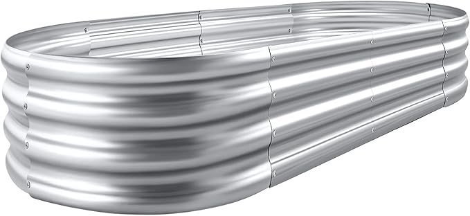 Land Guard 8×4×1 ft Galvanized Raised Garden Bed Kit,Raised Garden Boxes Outdoor, Oval Metal Raised Garden Beds for Vegetables……