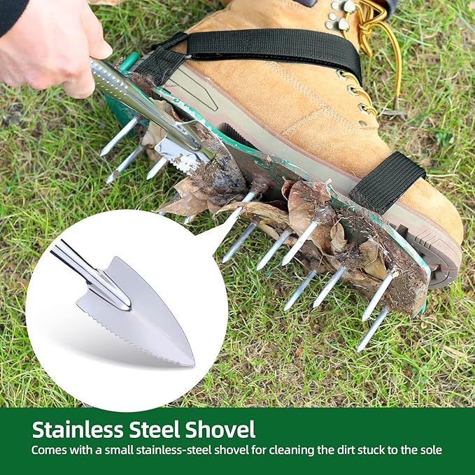 Ohuhu Lawn Aerator Shoes with Hook & Loop Straps, All New Unique Design Free-Installation Heavy Duty Spiked Aerating Sandals, One-Size-Fits-All & Easy to Use for Yard Patio Lawn Garden