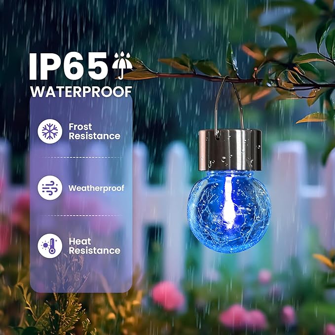 Hanging Solar Lights Outdoor, 4 Pack Moving Led Beads, Solar Powered Waterproof, Multiple Colors