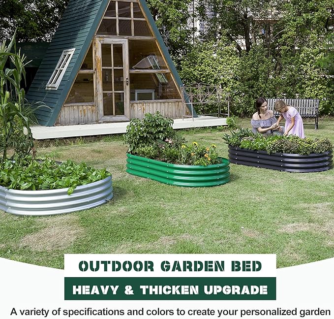 Land Guard 8×4×1 ft Galvanized Raised Garden Bed Kit,Raised Garden Boxes Outdoor, Oval Metal Raised Garden Beds for Vegetables……