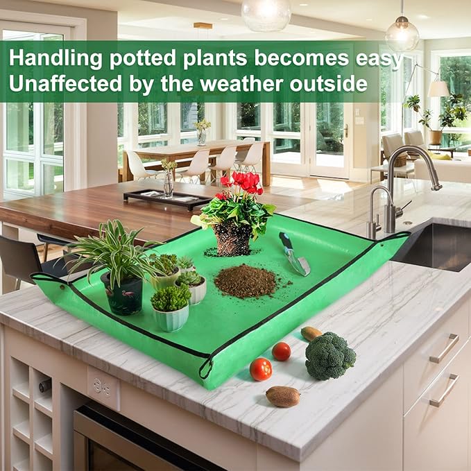 Large Repotting Mat for House Plants Transplanting Control Mess 39.5"x 31.5" Portable Potting Tray Planting Gardening Mat Garden Gifts for Women Men Pant Gifts for Plant Lovers