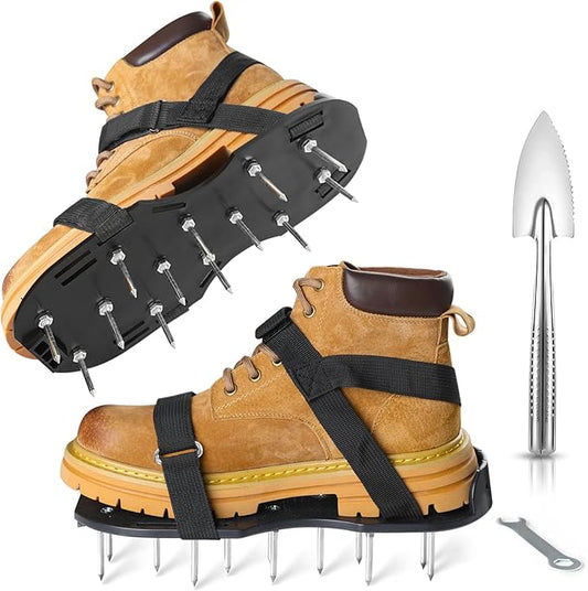 Lawn Aerator Shoes, Upgrade 2.2" Heavy Duty Spike Shoes Lawn Aerating with Hook&Loop Straps, Free-Installation Grass Aerator Lawn Tool, One-Size-Fits-All Soil Aerator Tool for Yard Patio Lawn Garden