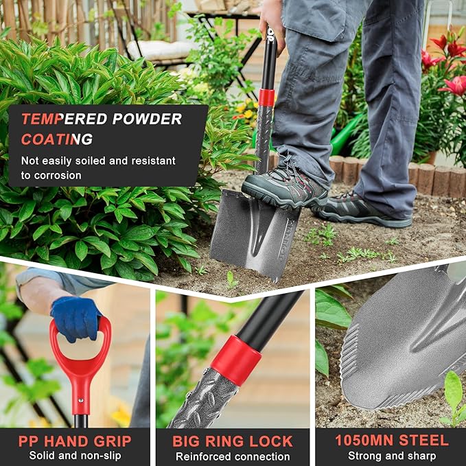 Digging Shovel Round Garden Shovel Heavy Duty Trenching Shovel for Gardening, Landscaping, Construction, 43 inches